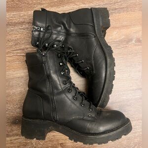MIA Black Combat Boots, Size 9